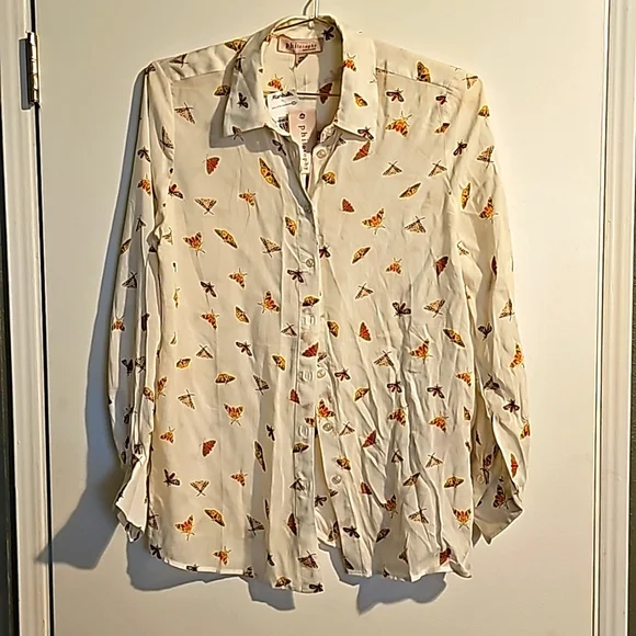 Moth Creamy / White Buttom Down Top - Picture 1 of 4